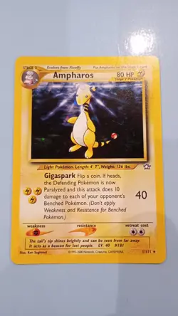 Pokemon Card - Ampharos 1/111 Neo Genesis Rare Holo WOTC - mint condition - Image 3