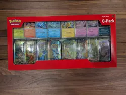 Pokemon Prismatic Evolutions Costco 8 Mini-Tin Bundle w Promo Cards - Image 1