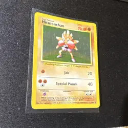 Pokemon TCG Hitmonchan Base Set Holo Rare 7/102 70 HP 1999 Ken Sugimori - Image 1