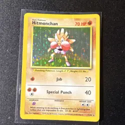 Pokemon TCG Hitmonchan Base Set Holo Rare 7/102 70 HP 1999 Ken Sugimori - Image 2