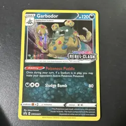 Garbodor SWSH025 Rebel Clash Prerelease Holo Rare Promo - Pokemon TCG LP - Image 1