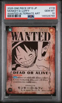 2025 ONE PIECE JAPANESE OP13-CARRYING ON HIS WILL #118 MONKEY D. LUFFY PSA 10 - Image 1