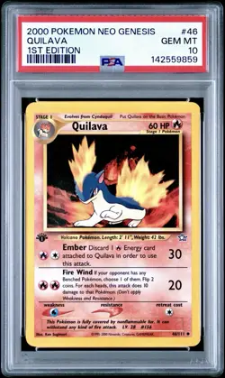 PSA 10 1ST EDITION QUILAVA #46 2000 POKEMON NEO GENESIS (POP 128) - Image 1