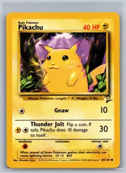 Pikachu 87/130 Common Base Set 2 Pokemon Near Mint - Image 1