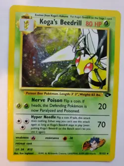 Koga's Beedrill Gym Pokemon Card Base Fossil WOTC - Image 1