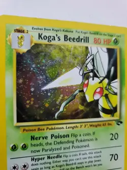 Koga's Beedrill Gym Pokemon Card Base Fossil WOTC - Image 2