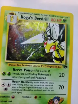 Koga's Beedrill Gym Pokemon Card Base Fossil WOTC - Image 3