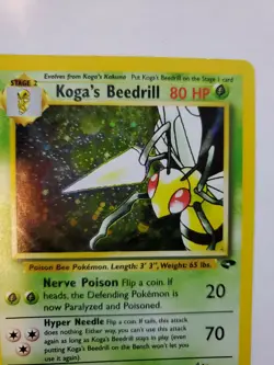 Koga's Beedrill Gym Pokemon Card Base Fossil WOTC - Image 4