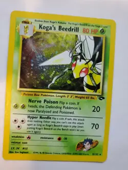 Koga's Beedrill Gym Pokemon Card Base Fossil WOTC - Image 5