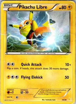 Pokemon Pikachu Libre 30/30 XY Trainer Kit Promo Holo Basic Card 80 HP Thunder - Image 1