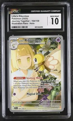 CGC 10 LILLIE'S RIBOMBEE 164 JOURNEY TOGETHER ILLUSTRATION RARE POKEMON GEM MINT - Image 1