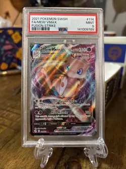 2021 POKEMON SWISH FUSION STRIKE #114 FULL ART FA/MEW VMAX : PSA 9 - Image 1