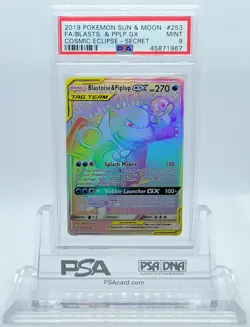 POKEMON COSMIC ECLIPSE BLASTOISE & PIPLUP GX #253 SECRET PSA 9 MINT #45871967 - Image 2