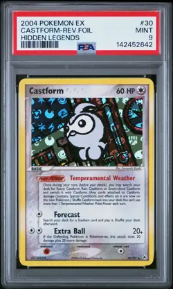 2004 Pokemon EX Hidden Legends Castform Reverse Holo Foil #30 PSA 9 Mint - Image 1