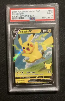 Pokemon 2021 SWSH Celebrations Pikachu V #143 PSA 9 - Image 1