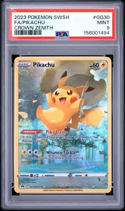 2023 POKEMON SWORD AND SHIELD CROWN ZENITH #GG30 FA/PIKACHU PSA MINT 9 - Image 1