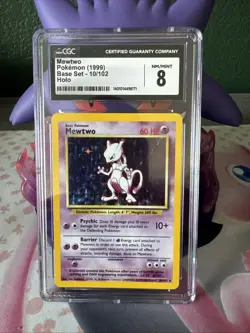 Mewtwo 10/102 Pokemon TCG 1999 Base Set Holo Unlimited Rare Graded Card CGC 8 - Image 1