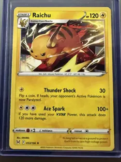 Pokemon TCG Sword & Shield - Lost Origin Raichu 053/196 Regular Rare - Image 1