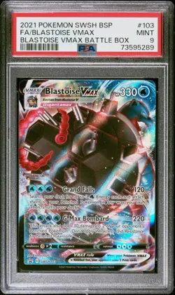 2021 POKEMON SWSH BLACK STAR PROMO #103 FULL ART/BLASTOISE VMAX PSA 9 - Image 1