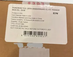2021 Pokemon Celebrations Elite Trainer Box ETB Factory Sealed 10 Box Case 25TH - Image 1
