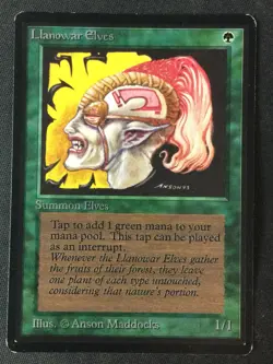 MTG Beta Edition Llanowar Elves MP - Image 1