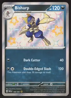 Bisharp 186/091 Shiny Rare Pokemon TCG SV: Paldean Fates NM - Image 1