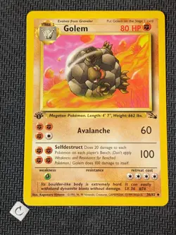 Golem 36/62 - Fossil 1st Edition Uncommon Pokemon TCG NM - Image 1
