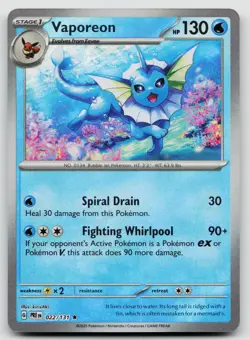 NM Vaporeon (Poke Ball Pattern) 022/131 Rare Prismatic Evolutions Pokemon - Image 1