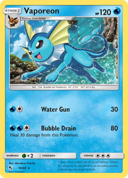 Vaporeon 18/68 Holo Rare Hidden Fates Pokemon Holo Near Mint - Image 1