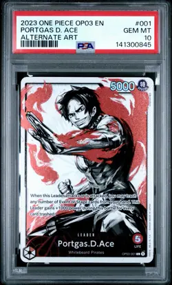2023 One Piece Portgas.D.Ace Alternate Art Leader #OP03-001 PSA 10 GEM MINT - Image 1