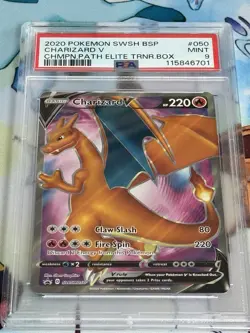 2020 Pokemon TCG Charizard V SWSH050 Champion's Path Black Star Promo PSA 9 - Image 1