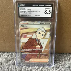CGC 8.5 Atticus 134/131 Prismatic Evolution Full Art Ultra Rare Pokemon Card - Image 1