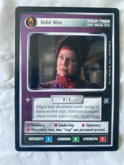 Star Trek CCG 1E Deep Space 9 VEDEK WINN Rare Card (LP) - Image 1