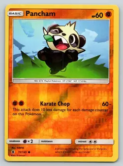 PANCHAM 72/145 C GUARDIANS RISING POKEMON REVERSE HOLO MP - Image 1