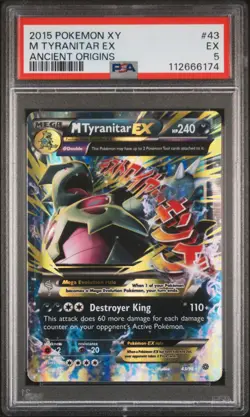 2015 POKEMON XY ANCIENT ORIGINS #43 M TYRANITAR EX PSA 5 - Image 1