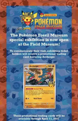 Pokemon Field Museum Fossil Exhibit Archeops Promo SEALED - Image 2