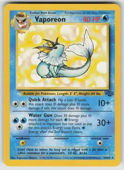 Vaporeon 28/64 Rare Jungle Pokemon Unlimited Lightly Played - Image 1