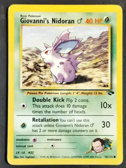 Giovanni's Nidoran M 76/132 Gym Challenge, Vintage ✰ WOTC Pokemon 2000 •MP/LP - Image 1