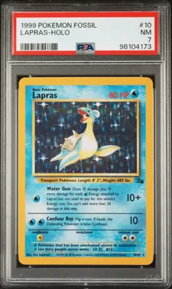 PSA 7 Lapras Holo 10/62 Fossil 1999 Pokemon Card - Image 1