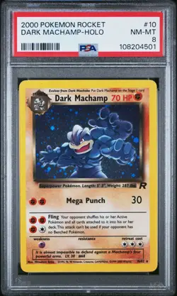 PSA 8 Dark Machamp Holo 10/82 Team Rocket 2000 Pokemon Card - Image 1