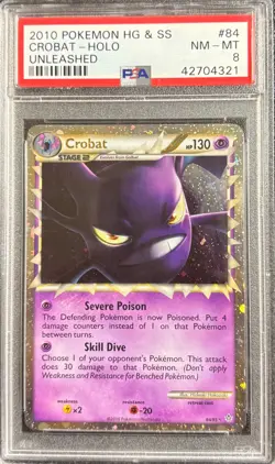 PSA 8 Crobat Holo 8495 Unleashed 2010 Pokemon Card - Image 1