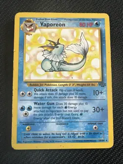 Vaporeon 1999 Pokemon TCG Jungle Set 28/64 Non Holo Rare Vintage Card WOTC HP - Image 1
