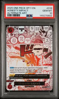 2025 ONE PIECE OP11-A FIST OF DIVINE SPEED ALTERNATE ART HONESTY IMPACT PSA 10 - Image 1