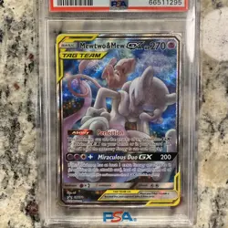 2019 POKEMON SM BLACK STAR PROMO #SM191 FULL ART MEWTWO & MEW GX PSA 10 - Image 2