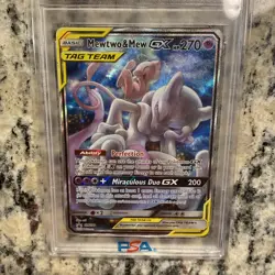 2019 POKEMON SM BLACK STAR PROMO #SM191 FULL ART MEWTWO & MEW GX PSA 10 - Image 5