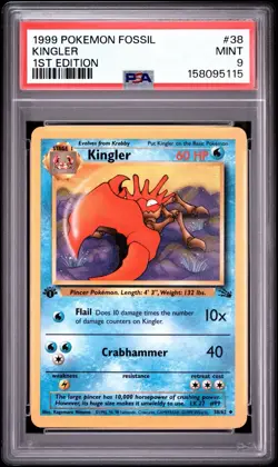 1999 Pokemon Fossil 1st Edition #38/62 Kingler PSA 9 - Image 1
