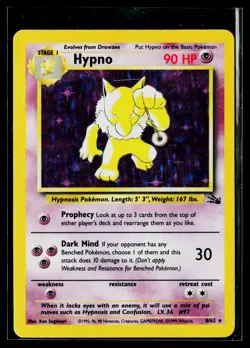 Hypno Fossil Holo Rare 8/62 Pokemon Unlimited WOTC Vintage HP - Image 1