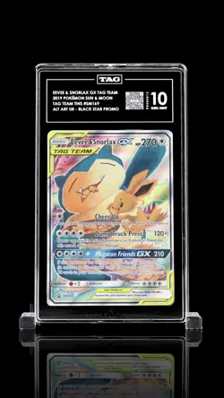 Pokemon Sun & Moon Black Star Promos Eevee & Snorlax GX TAG 10 #SM169 Gem Mint - Image 1