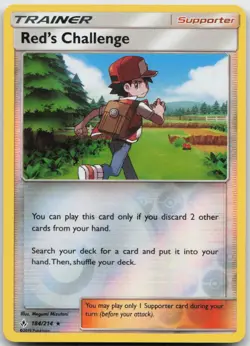 Red's Challenge 184/214 Holo Rare Unbroken Bonds Pokemon TCG Reverse Holo NM - Image 1