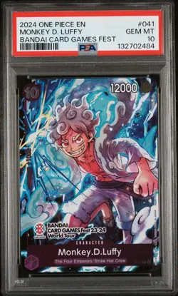 2024 ONE PIECE PROMOS BANDAI CARD GAMES FEST #041 MONKEY D. LUFFY PSA 10 - Image 1